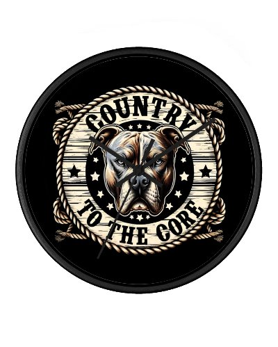 Country to the Core (Pitbull Face) wall clock